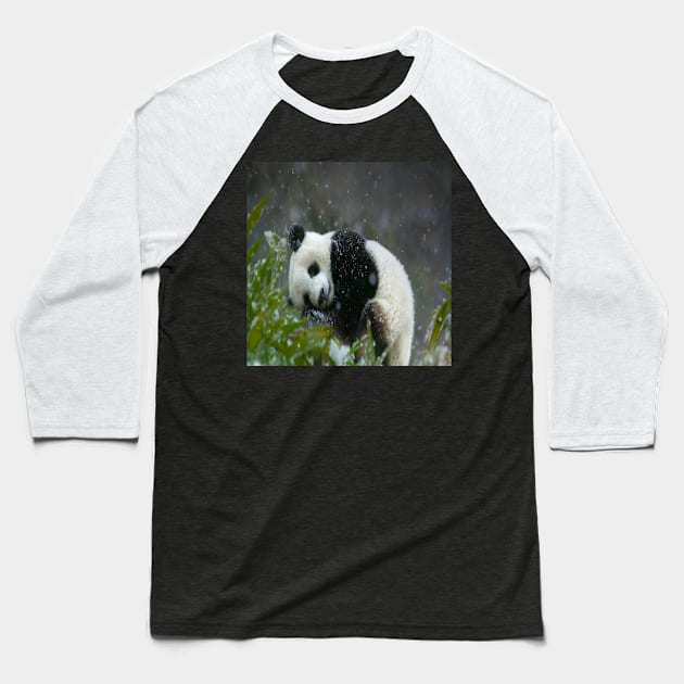 Xmas Panda Baseball T-Shirt by joshsmith